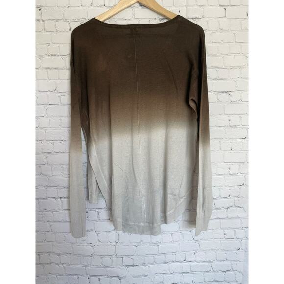 UNIQ Brown and Grey Ombre Side Slit Lightweight Sweater size Large NWT - Picture 3 of 5